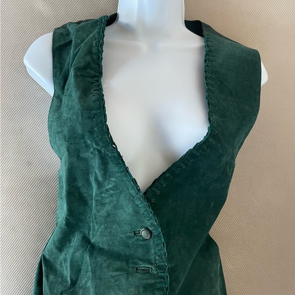 Emerald green suede vest - Picture 2 of 5
